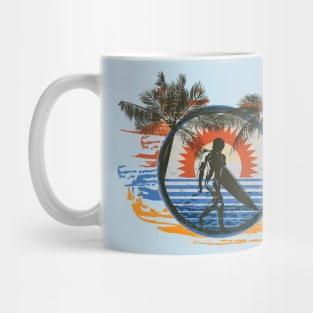 Summer Sun Surfing Beach Palm Trees Mug